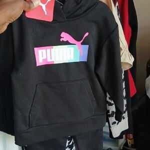 Puma Black Hoodie with Multicolor Logo